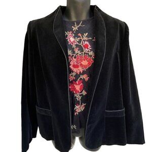 VTG 80s Velvet Open Blazer Cardigan Filene’s Black Women’s 10 DARK ACADEMIA